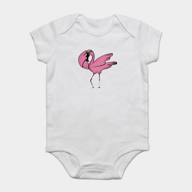 Funny Flamingo Dab Dabbing Dancing, Love Flamingos Baby Bodysuit by logiamerch